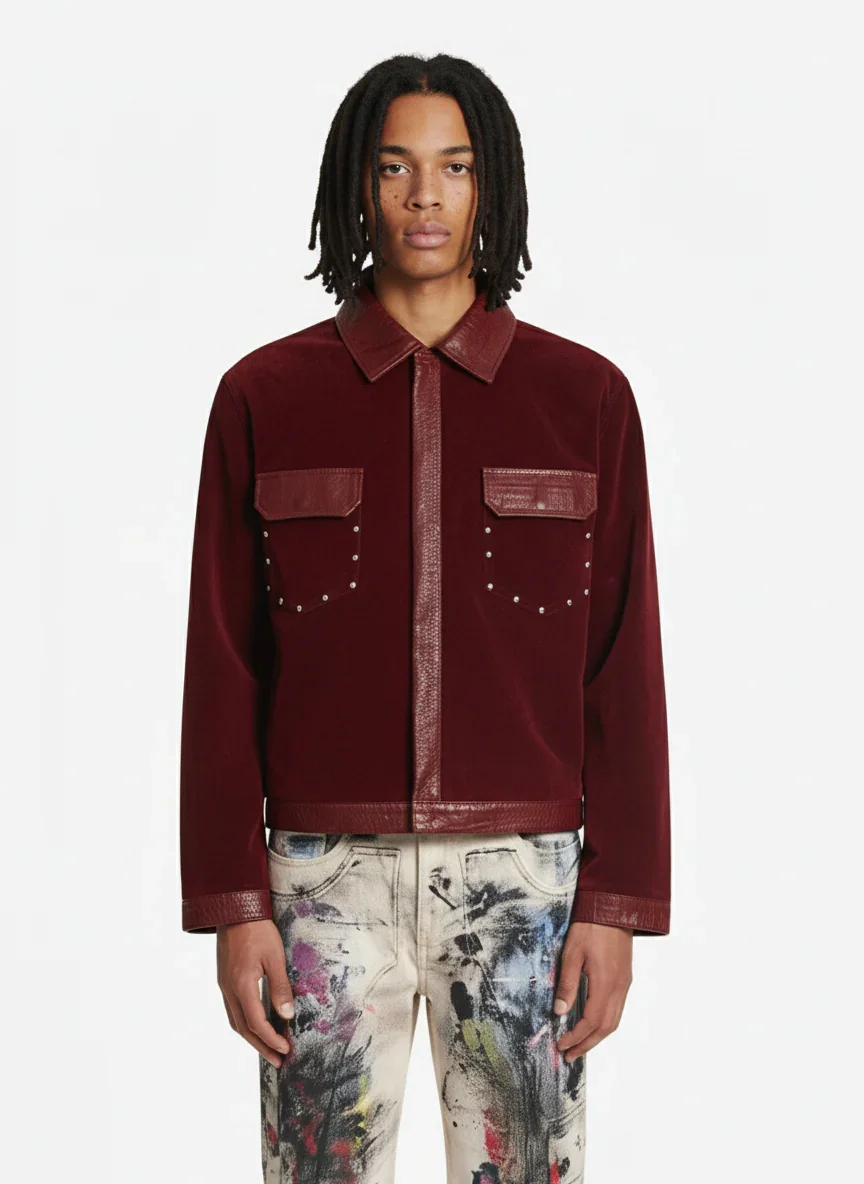 Vintage Suede PU Leather Collar Zip Up Jacket