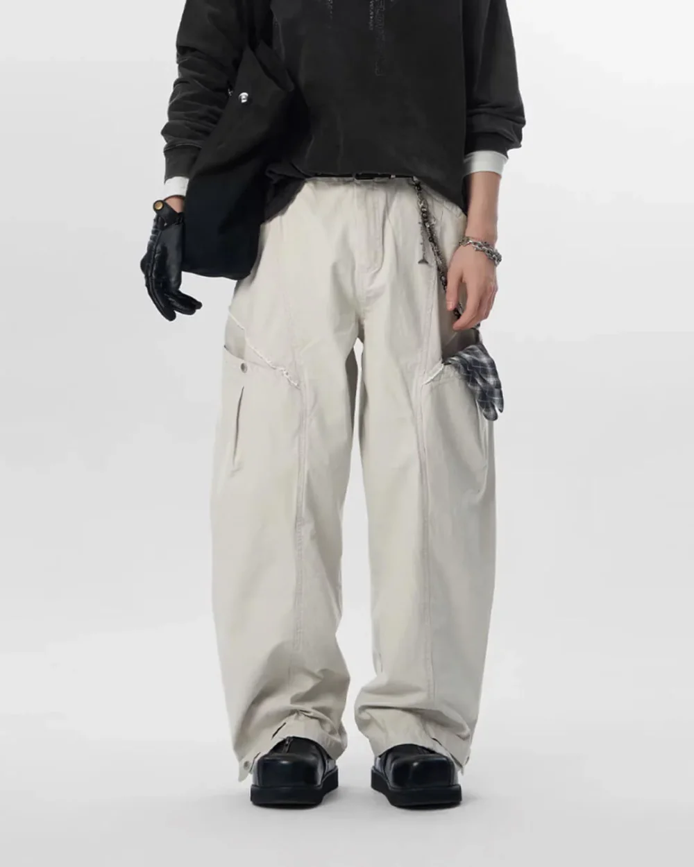 JHYQ Distressed Multi Pocket Baggy Cargo Pants
