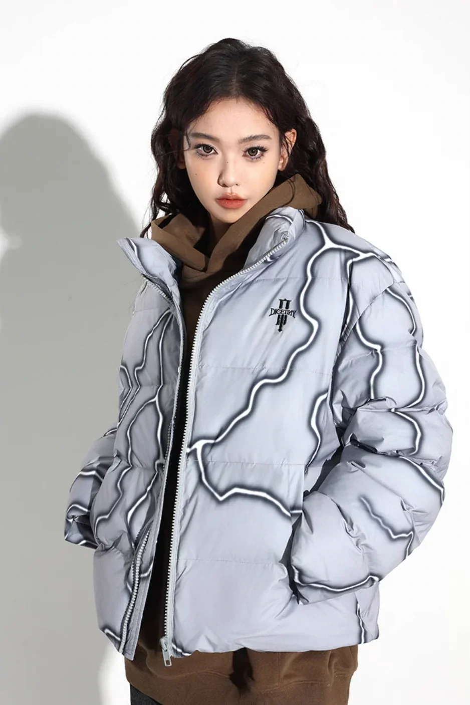 DICETINY Lightning Logo Printing Puffer Jacket - 3