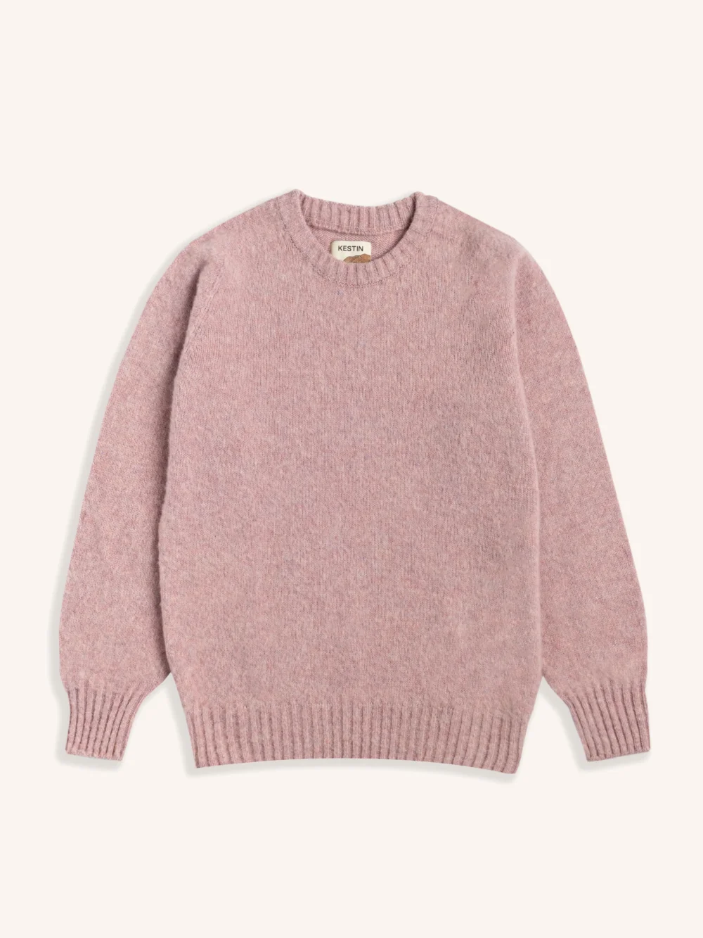 Brushed Shetland Crew in Pale Pink Lambswool