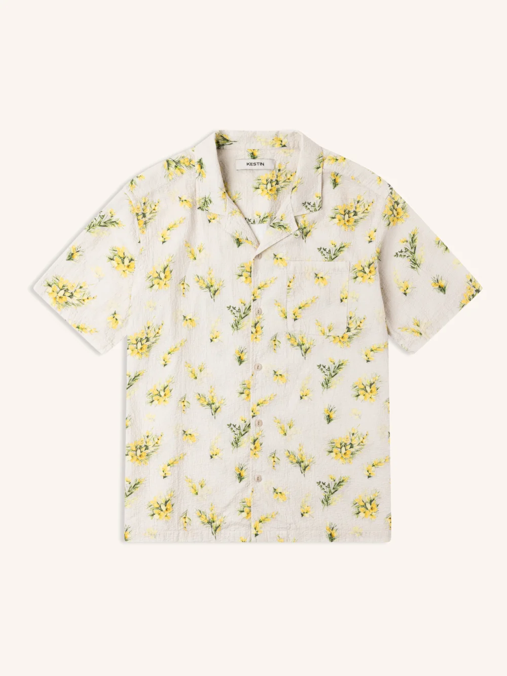 Cramond Shirt in Ecru Gorse Print Cotton
