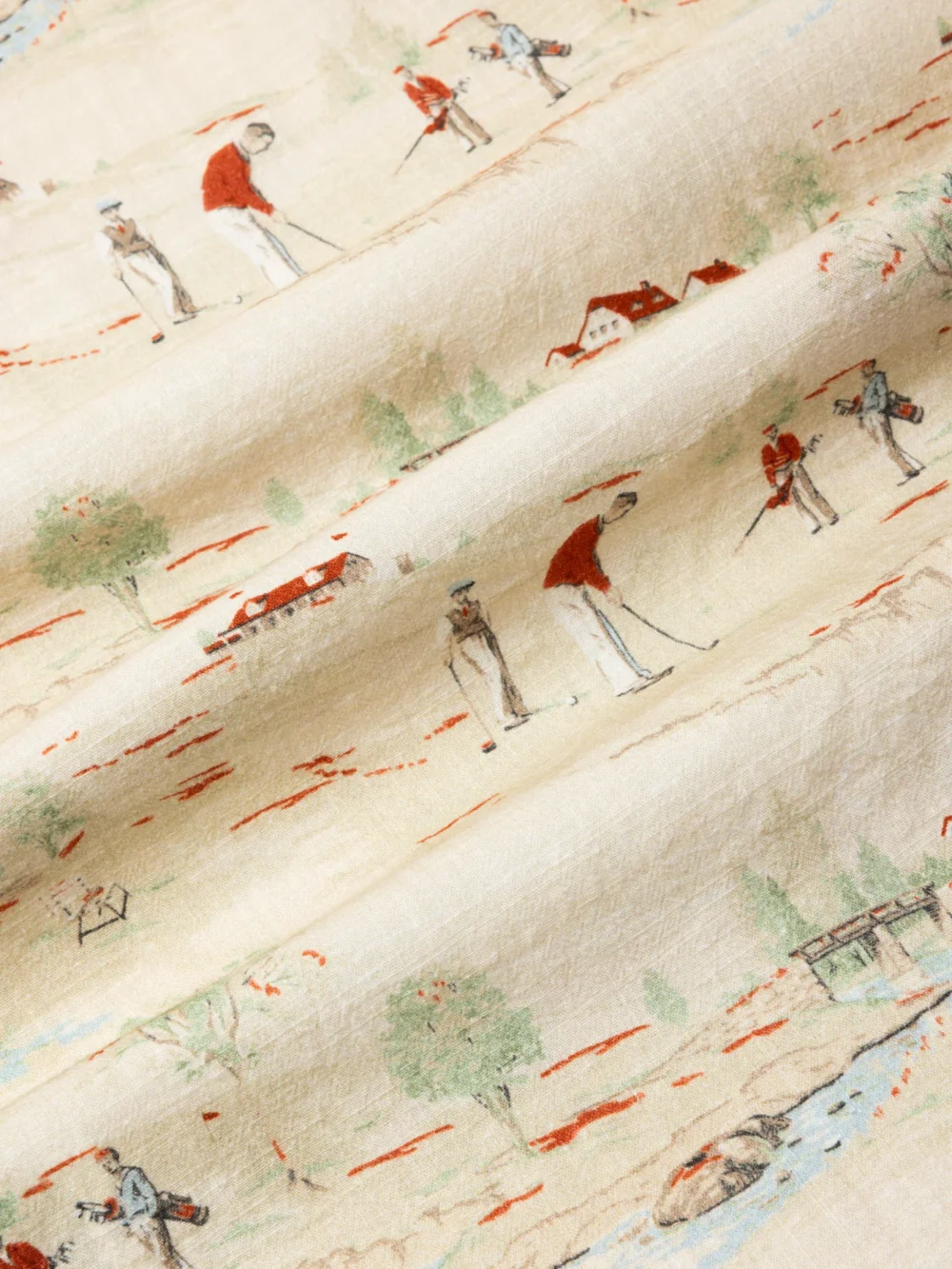 Cramond Shirt in Oatmeal Golf Print Cotton - 4