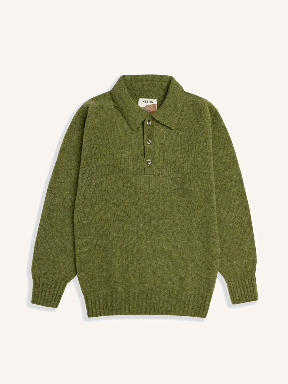 Lewis Brushed Shetland Polo in Apple Lambswool