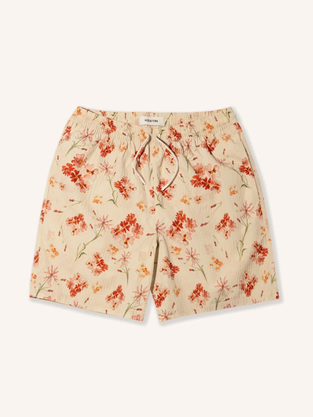 Seacliff Swim Shorts in Ecru Floral SEAQUAL® Yarn