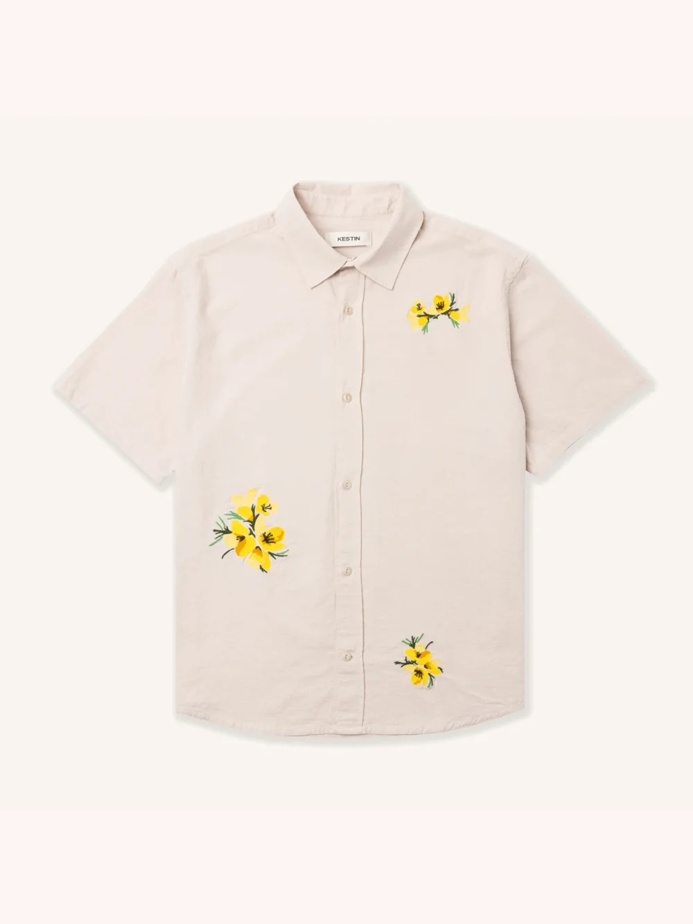 Ferness Oversized Shirt in Oatmeal Floral Slub Cotton