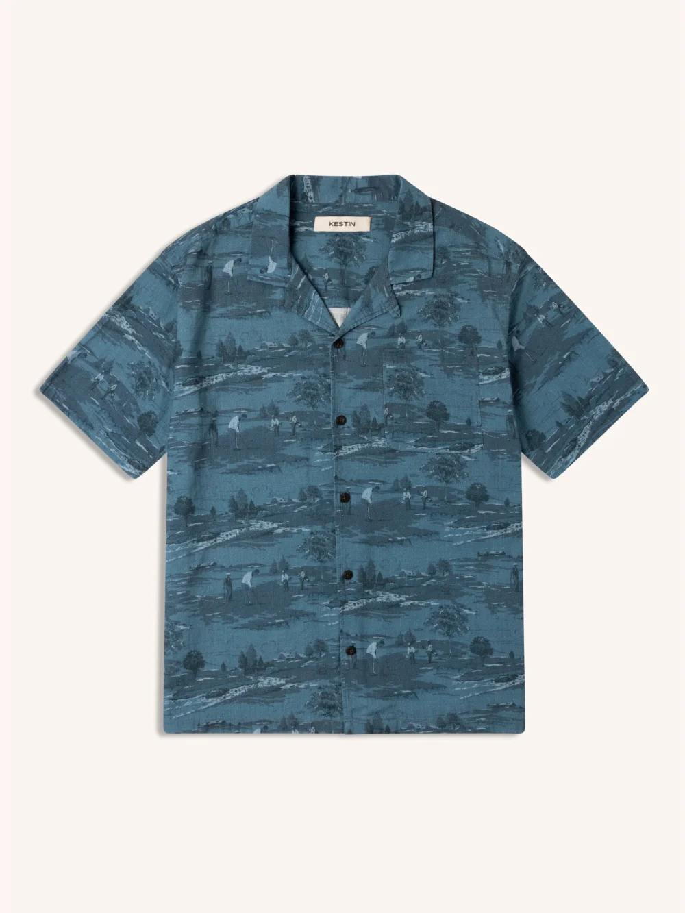 Cramond Shirt in French Blue Golf Print Cotton