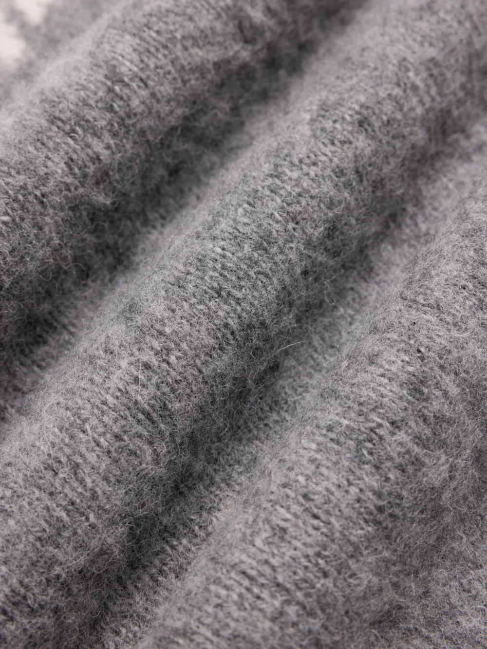 Yoke Fairisle Crew in Grey Brushed Pure Wool - 4