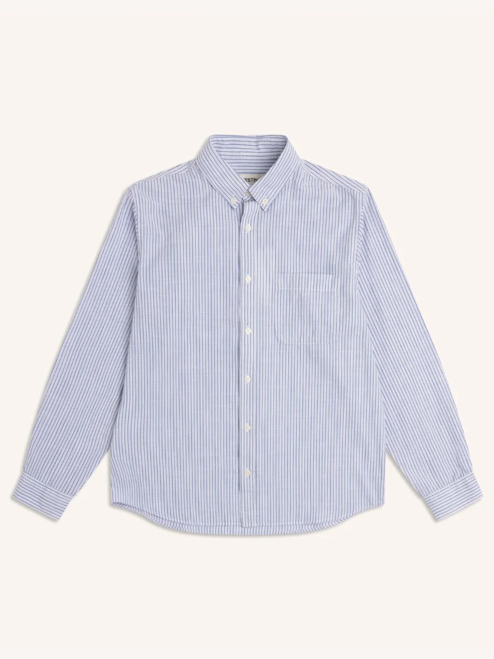 Raeburn Button Down Shirt in Blue Stripe Slub Organic Cotton