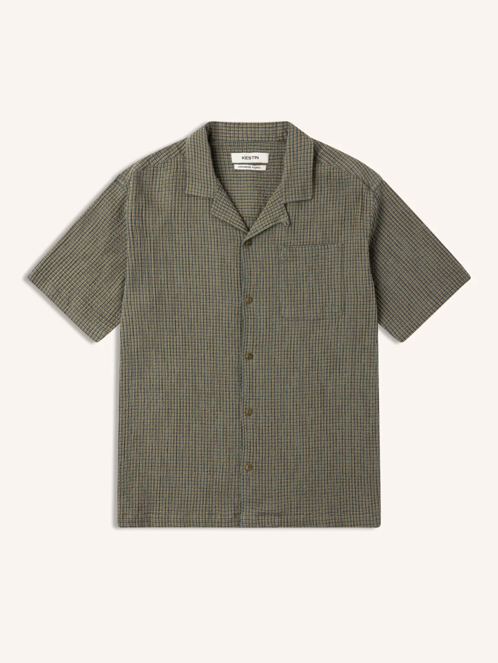 Cramond Shirt in Green Check Japanese Seersucker