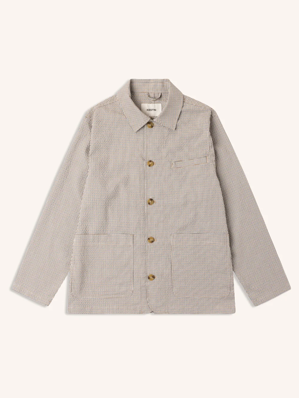 Huntly Jacket in Ecru / Brown Gingham Seersucker