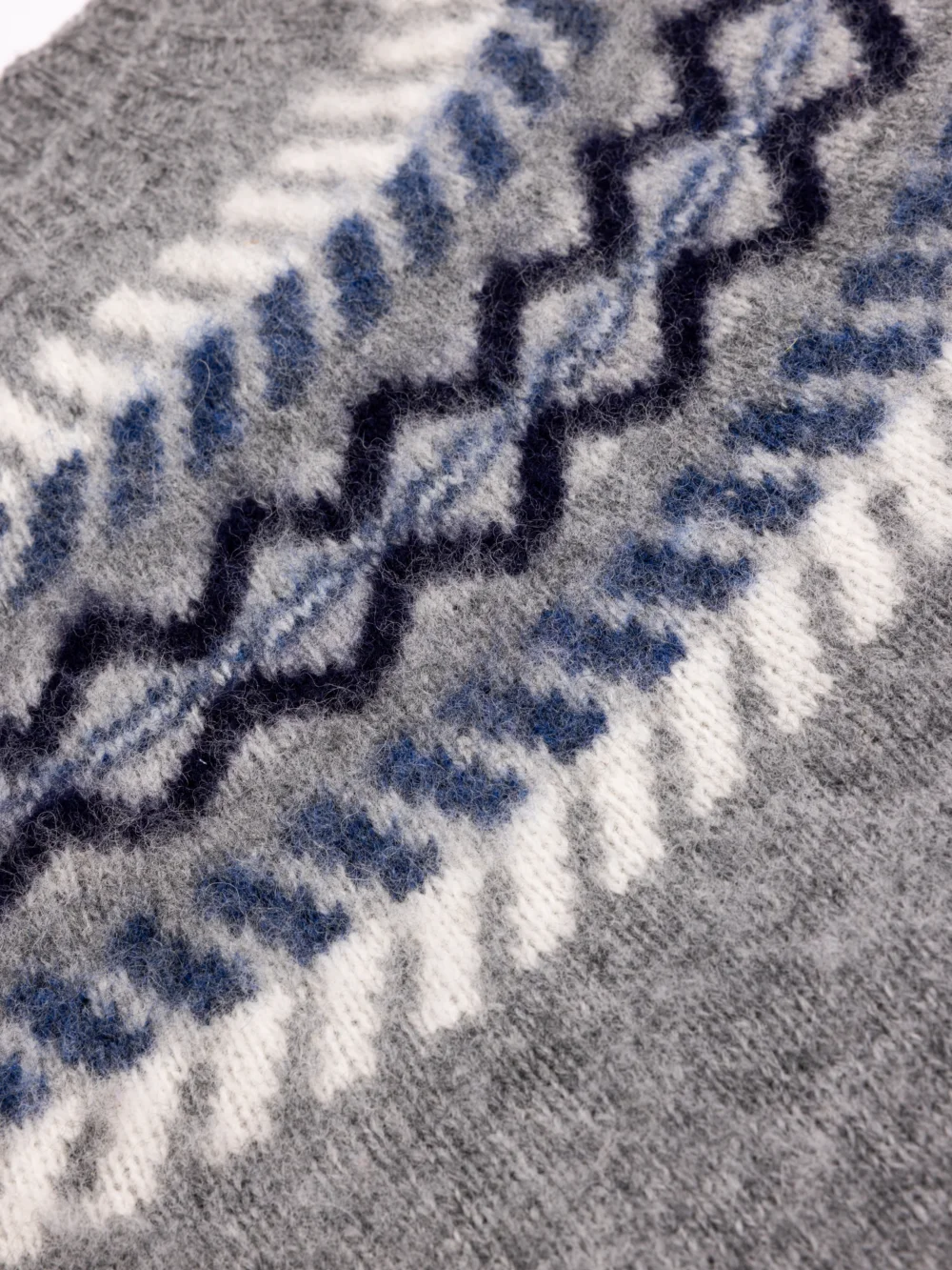 Yoke Fairisle Crew in Grey Brushed Pure Wool - 5