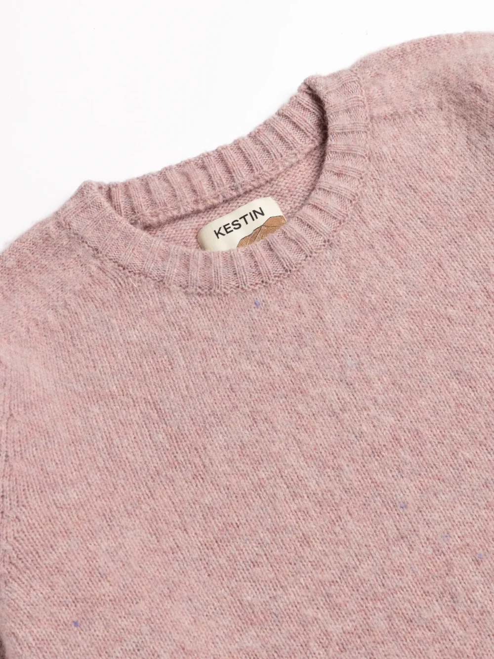 Brushed Shetland Crew in Pale Pink Lambswool - 5