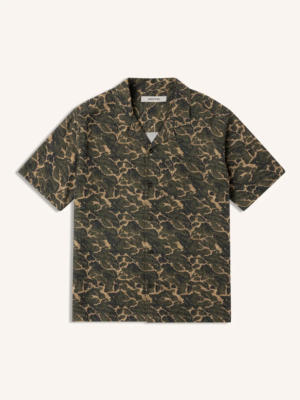Cramond Shirt in Olive Landscape Print Cotton