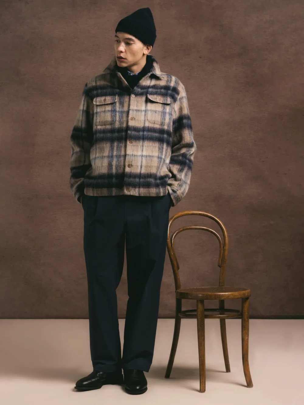 Haston Jacket in Oat Check Brushed Wool - 2