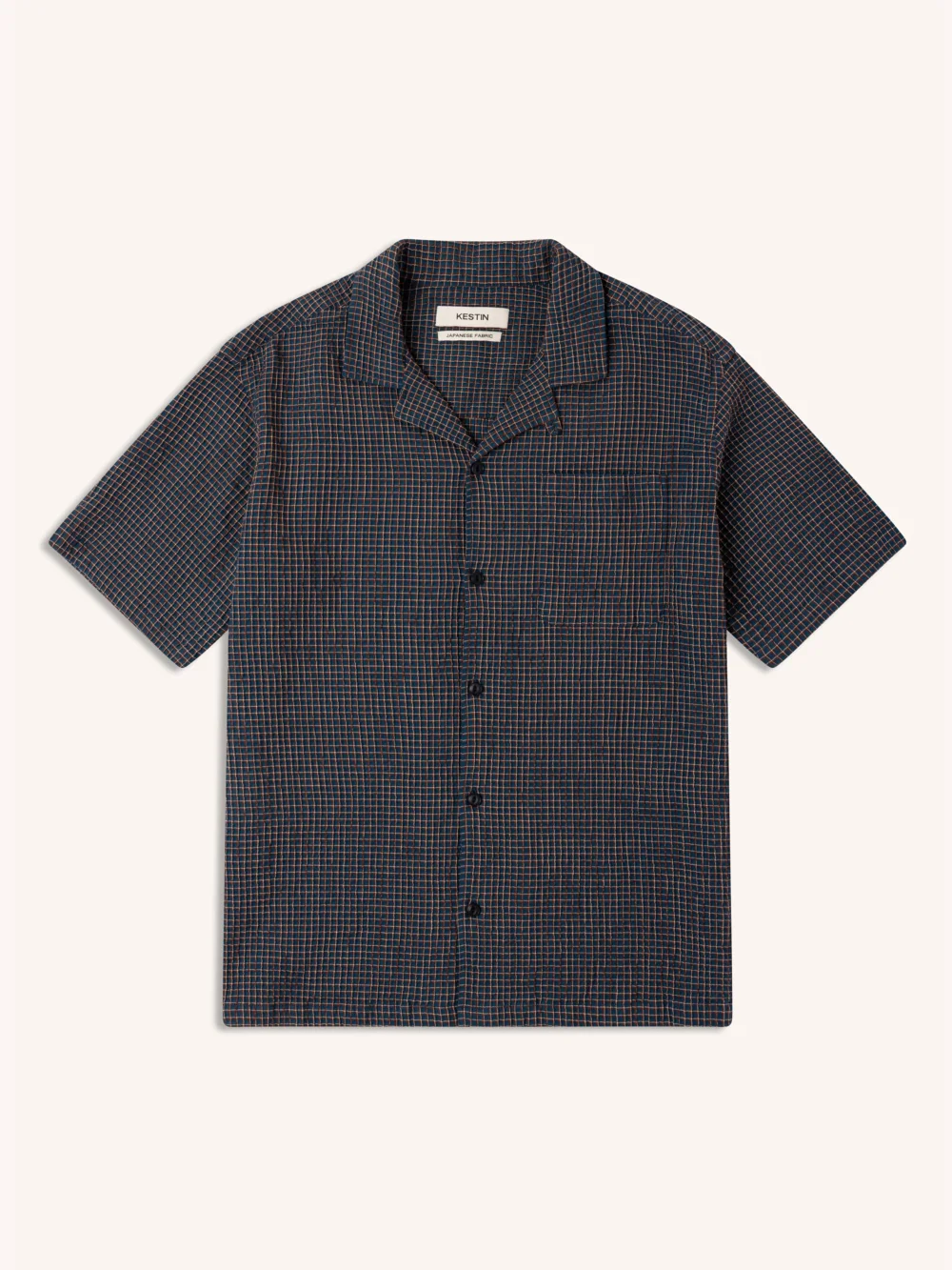 Cramond Shirt in Navy Check Japanese Seersucker