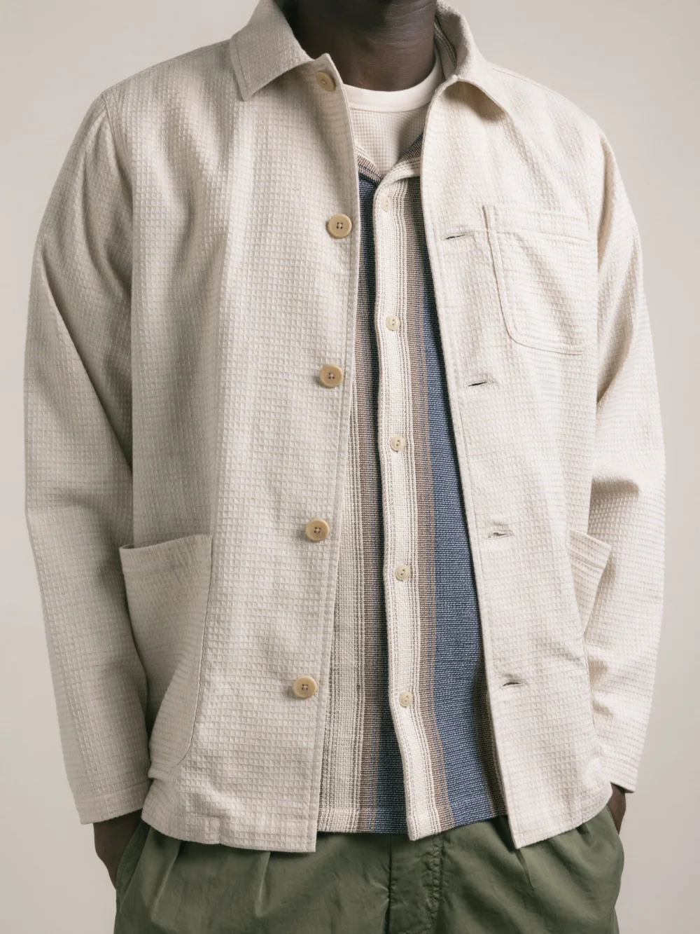 Ormiston Jacket in Ecru Linen Waffle - 2
