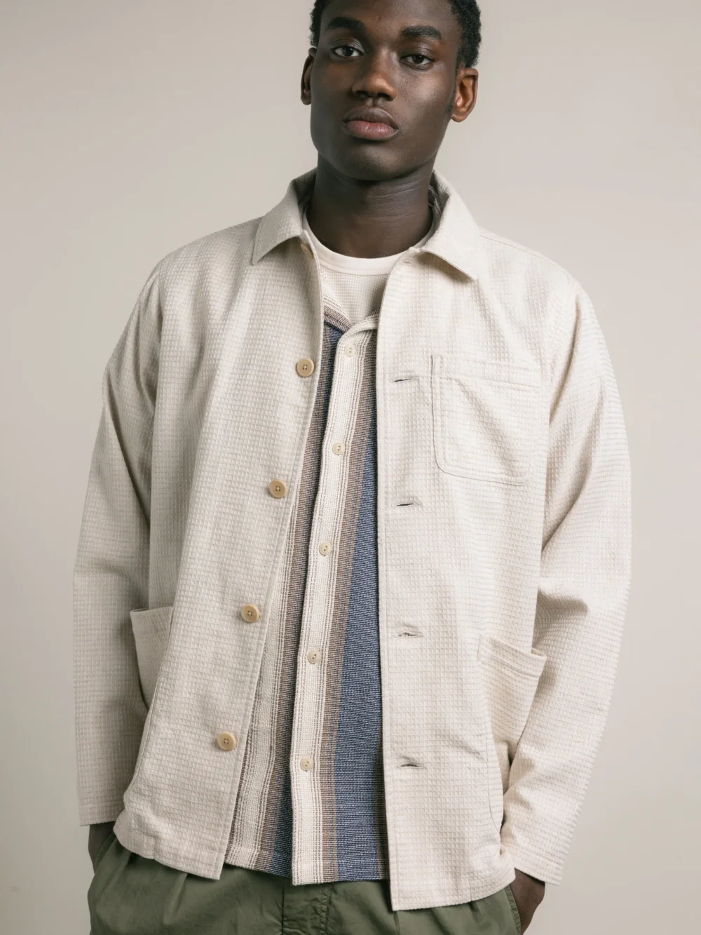 Ormiston Jacket in Ecru Linen Waffle - 3