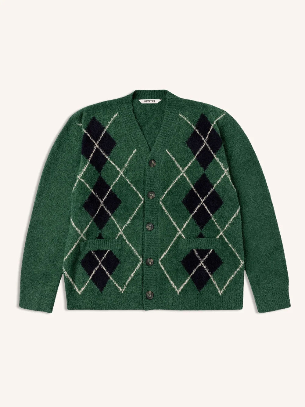 Muirfield Argyle Cardigan in Collegiate Green Organic Cotton