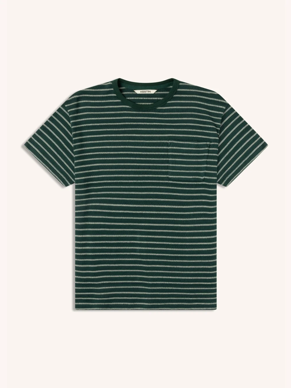 Fly T-Shirt in Green / Ecru Organic Cotton Knitted Stripe