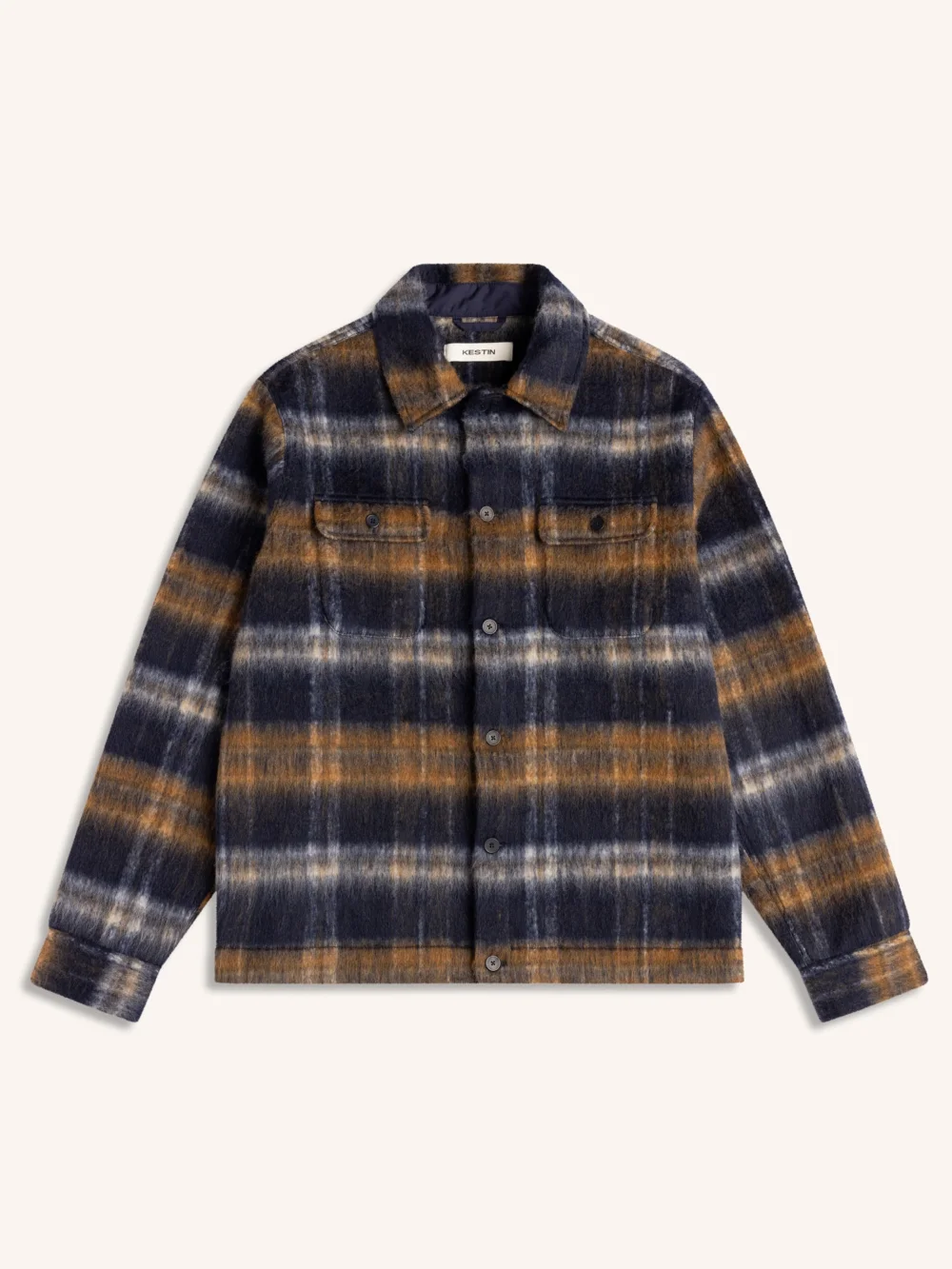 Haston Jacket in Navy Check Brushed Wool
