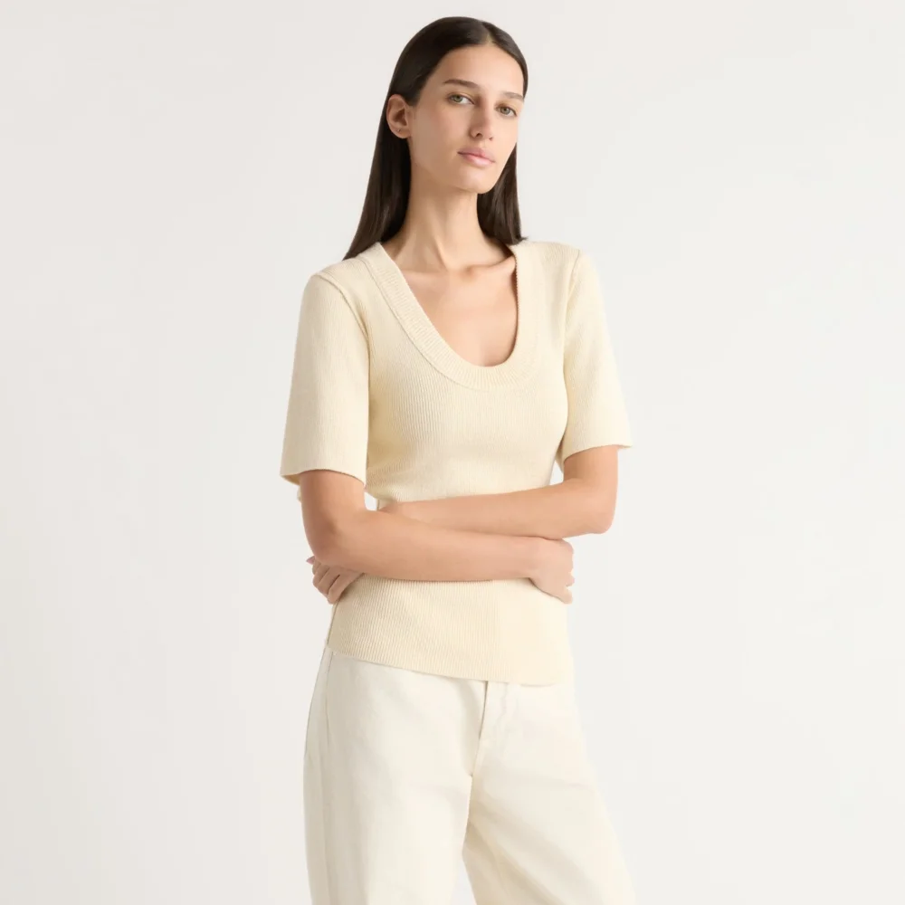 Reina Sculpted Scoop-Neck Knit Top