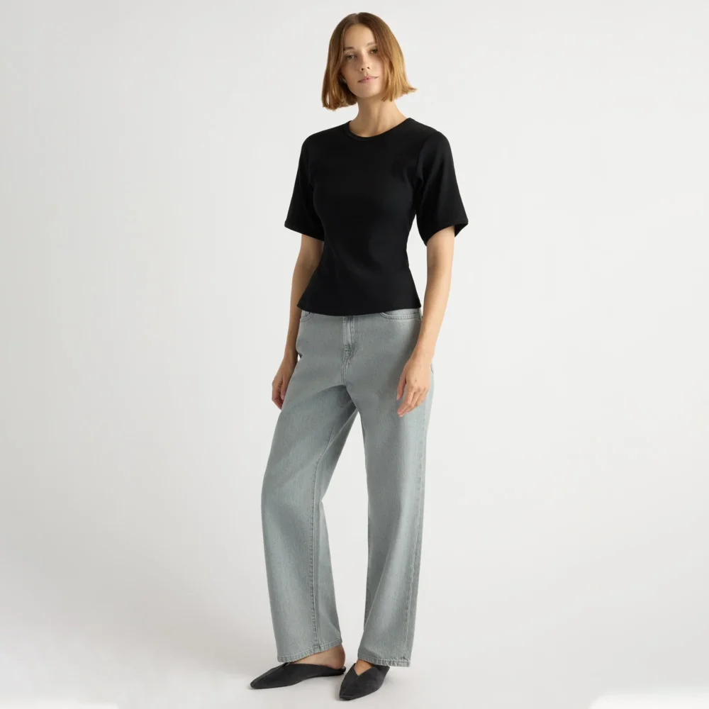 Reanne Ribbed Sculpted Crew-Neck Tee