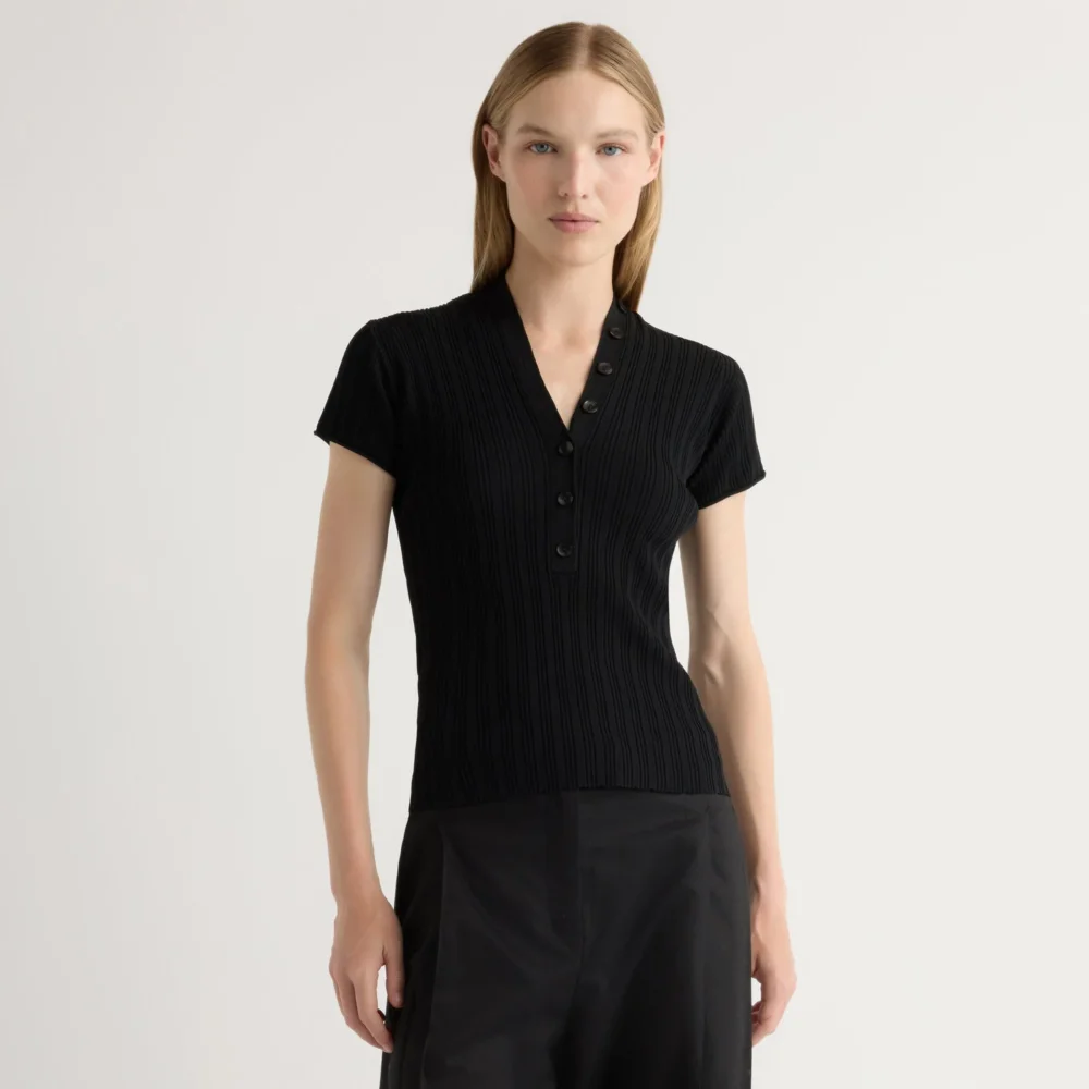 Jeni Button V-Neck Sweater Top