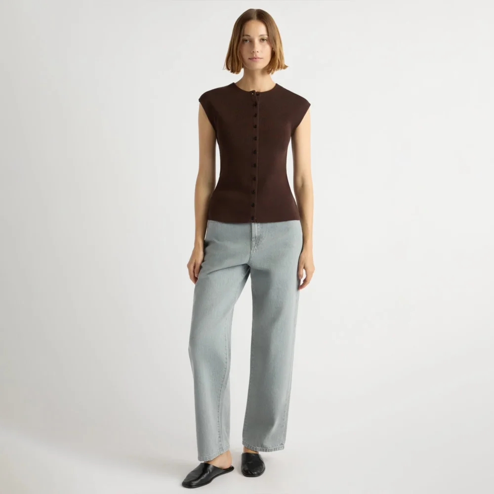Solara Cotton Button Sweater Top