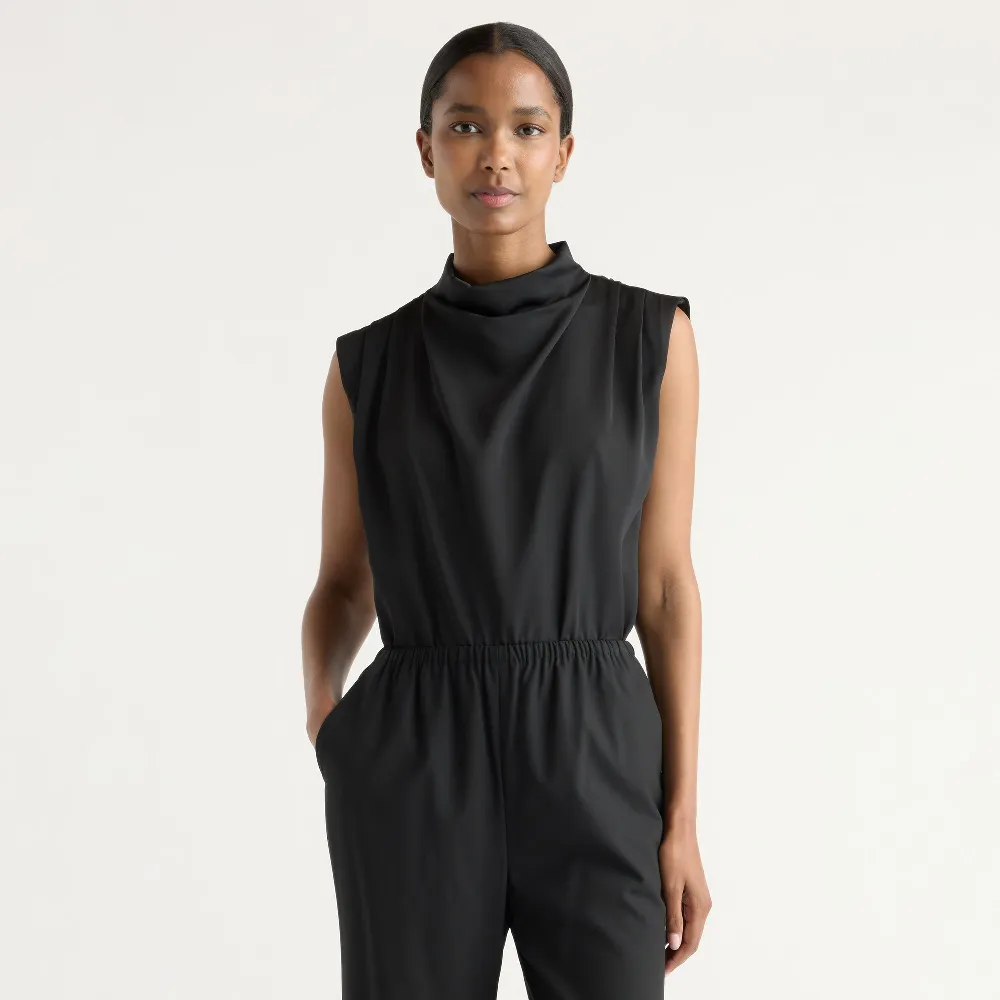 Allegra Gathered-Neck Sleeveless Blouse