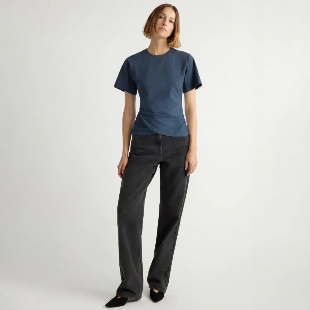 Janette Front-Wrap Jersey Tee