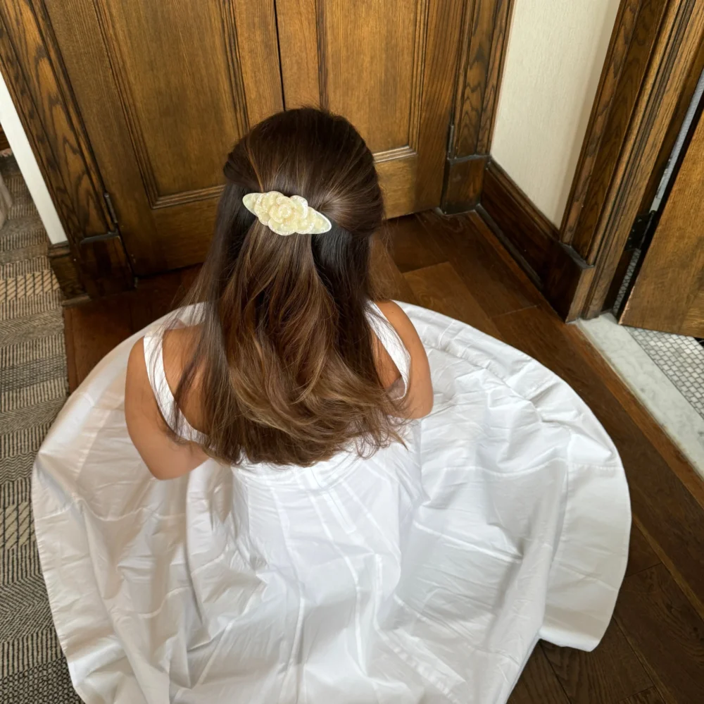 Rose Barrette in Ivory Marble - 4