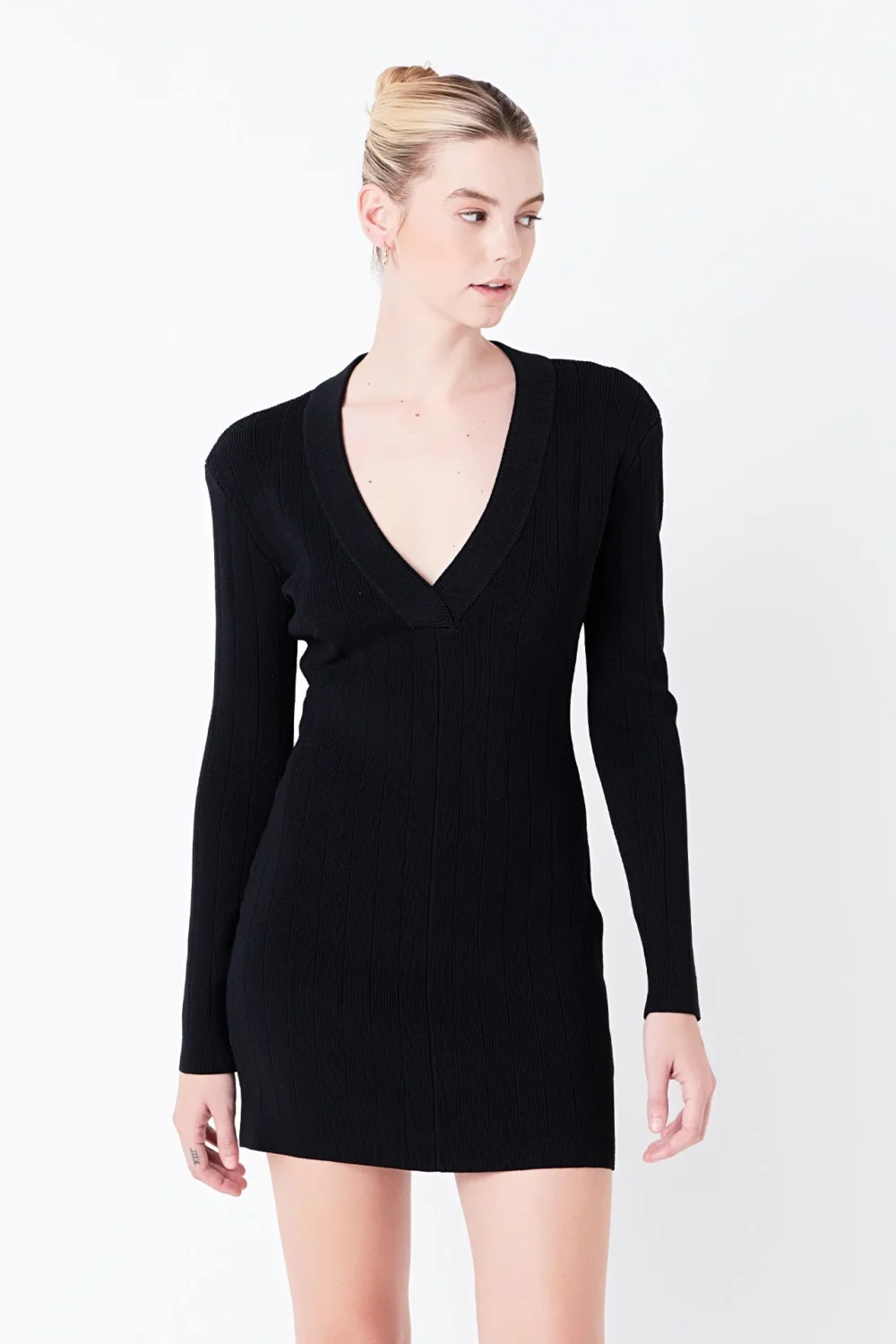 Power Shoulder Mini Knit Dress - 4