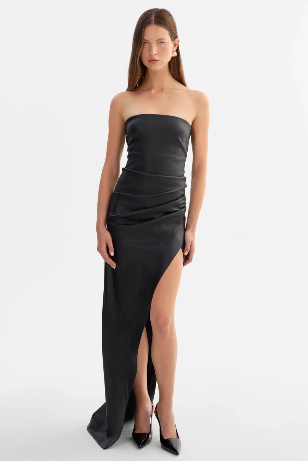 CHRISELLE | Strapless Leather Dress