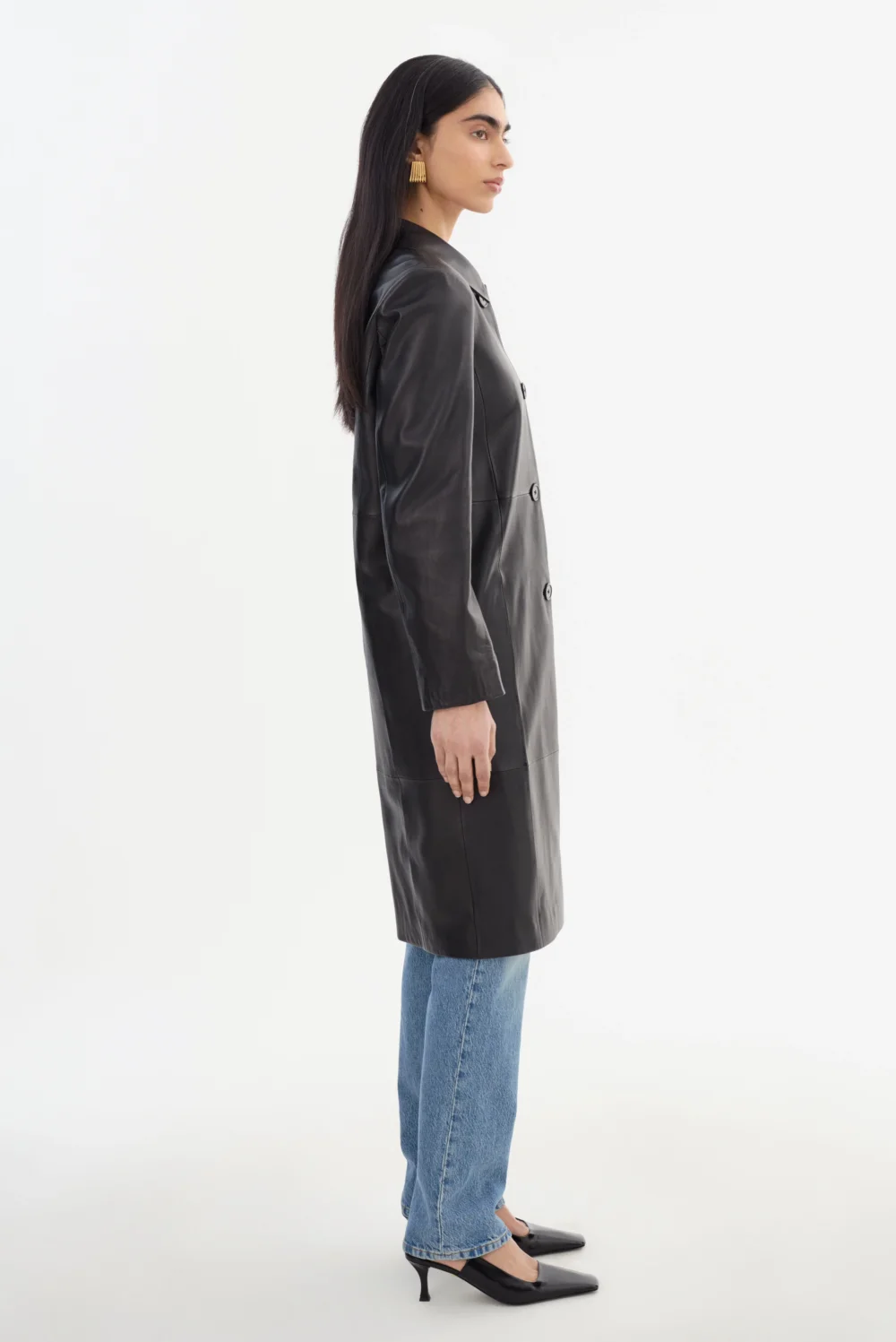 BELEN | Longline Leather Coat - 5