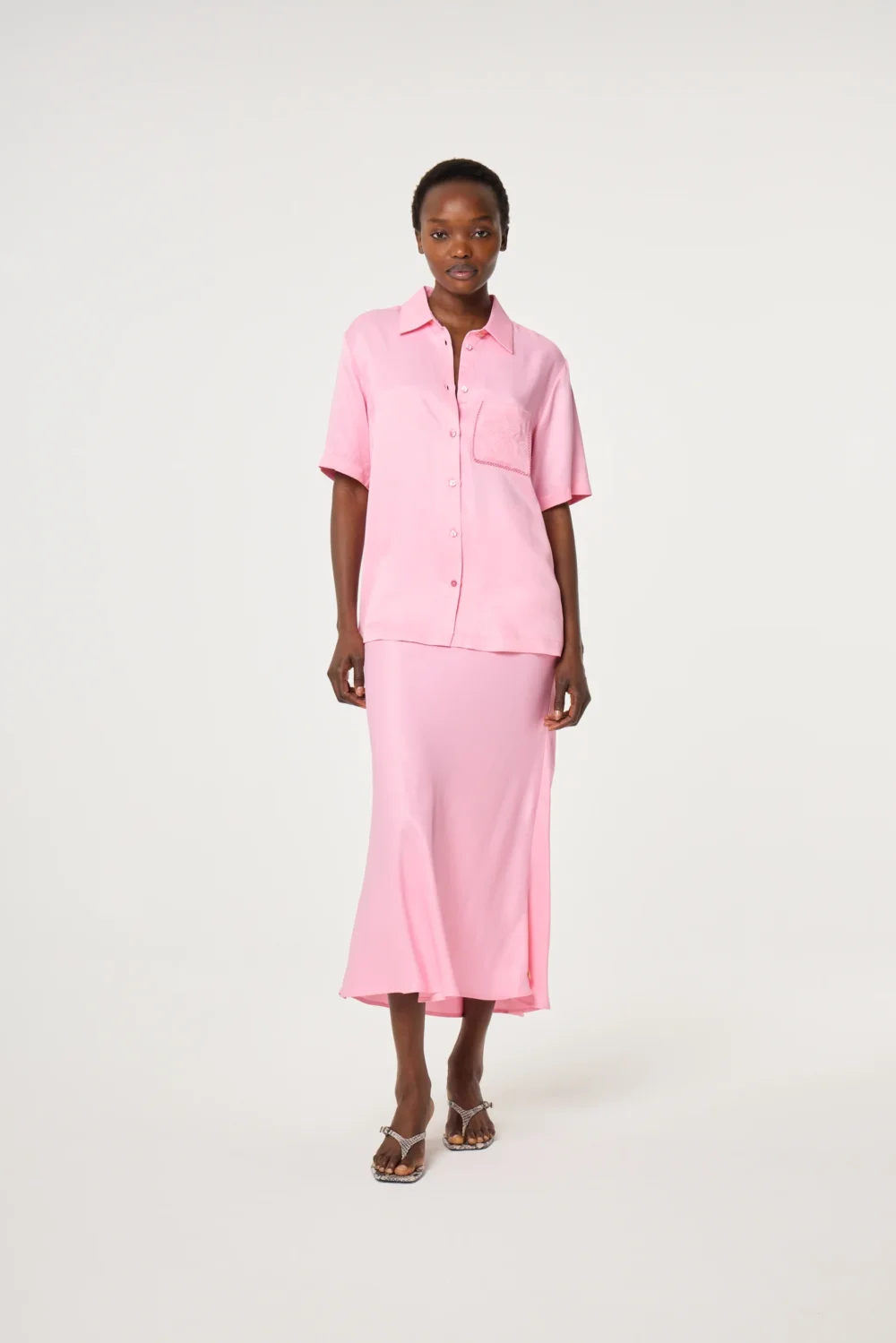 Laurent Slip Midi Skirt | Pink Rendez Vous