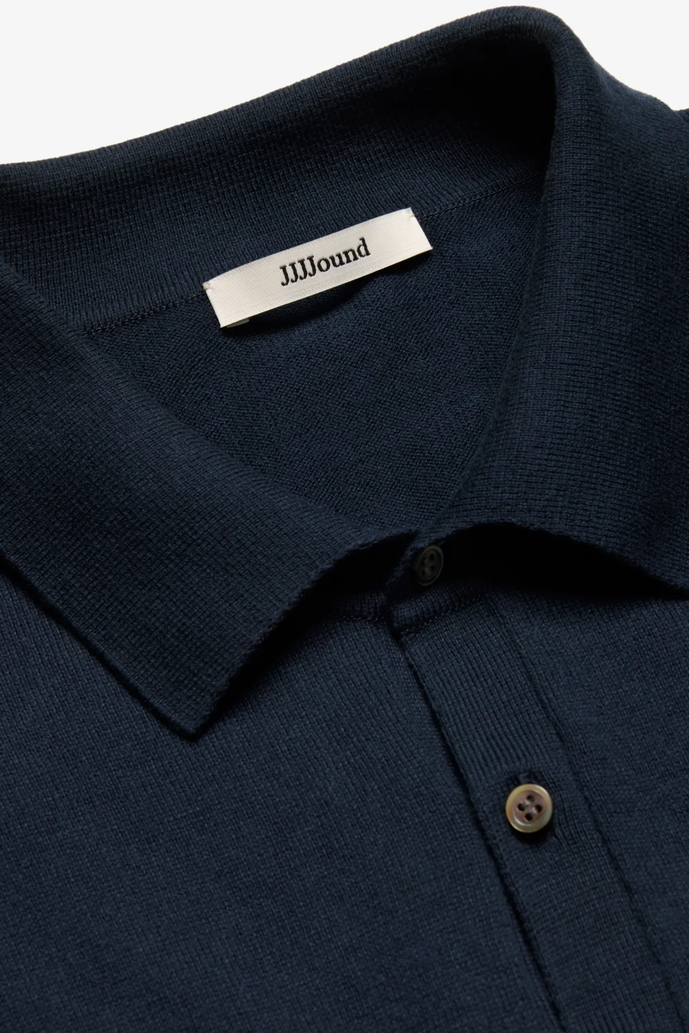 Knit Cotton Longsleeve Polo - Navy - 2