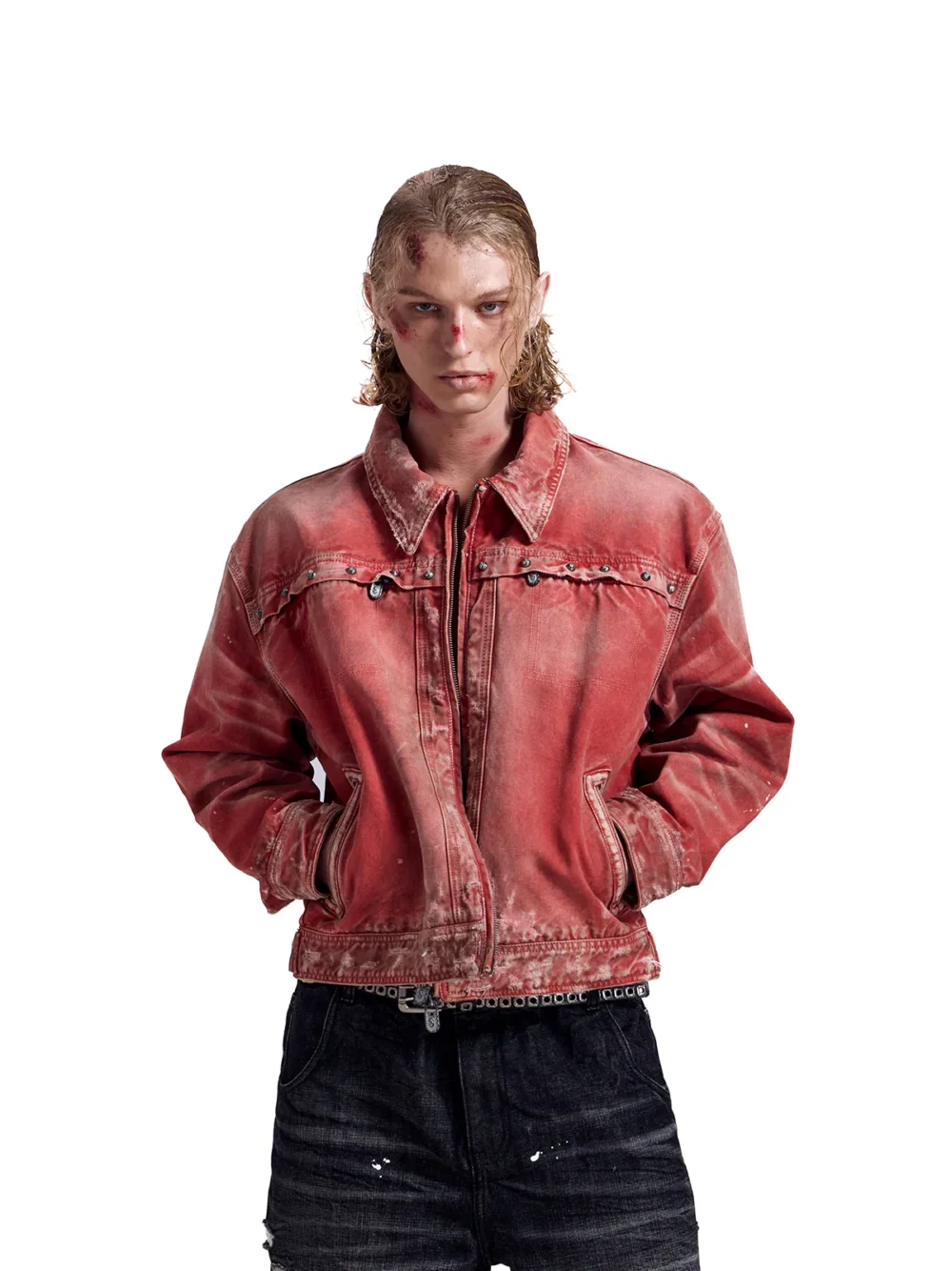 HAS2SONS 25FW Detroit washed short rivet jacket 045