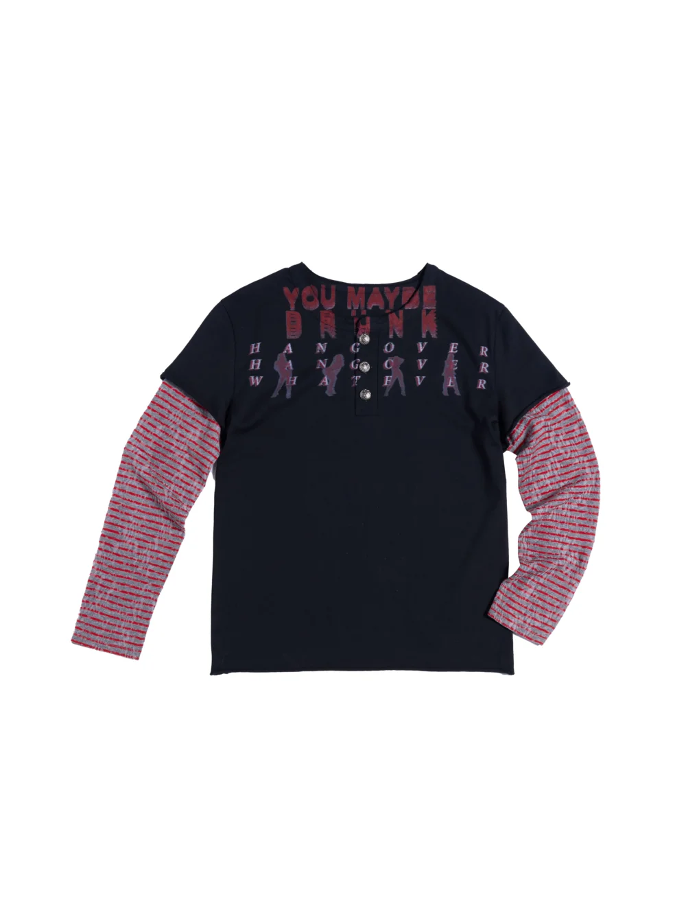 HAS2SONS Fake Two-Piece Print Henley Tee 085 - 2