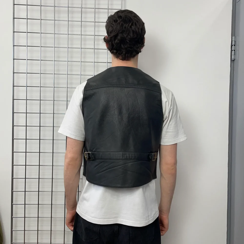 Emporio Armani Black 90s Leather Vest - 5