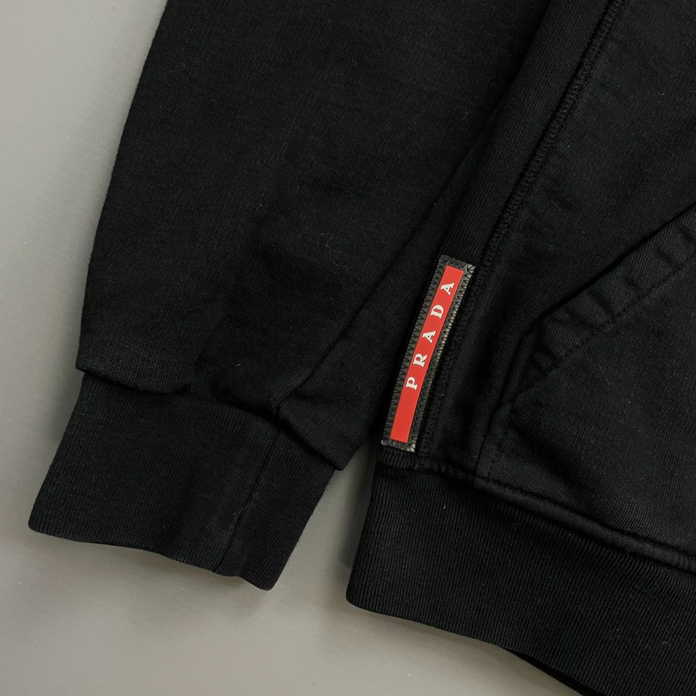 Prada Sport Black 2016 Cotton Pullover Drawstring Hoodie - 4