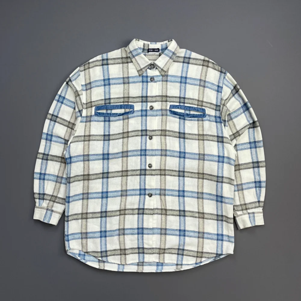 Emporio Armani White, Blue & Brown 80s Check Pocket Shirt