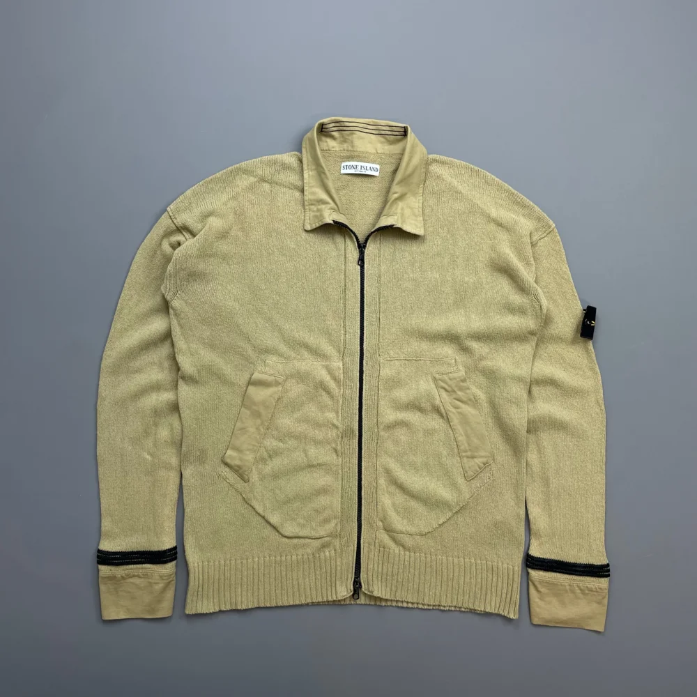 Stone Island Beige SS06 Lightweight Knit Zip Cardigan Jumper