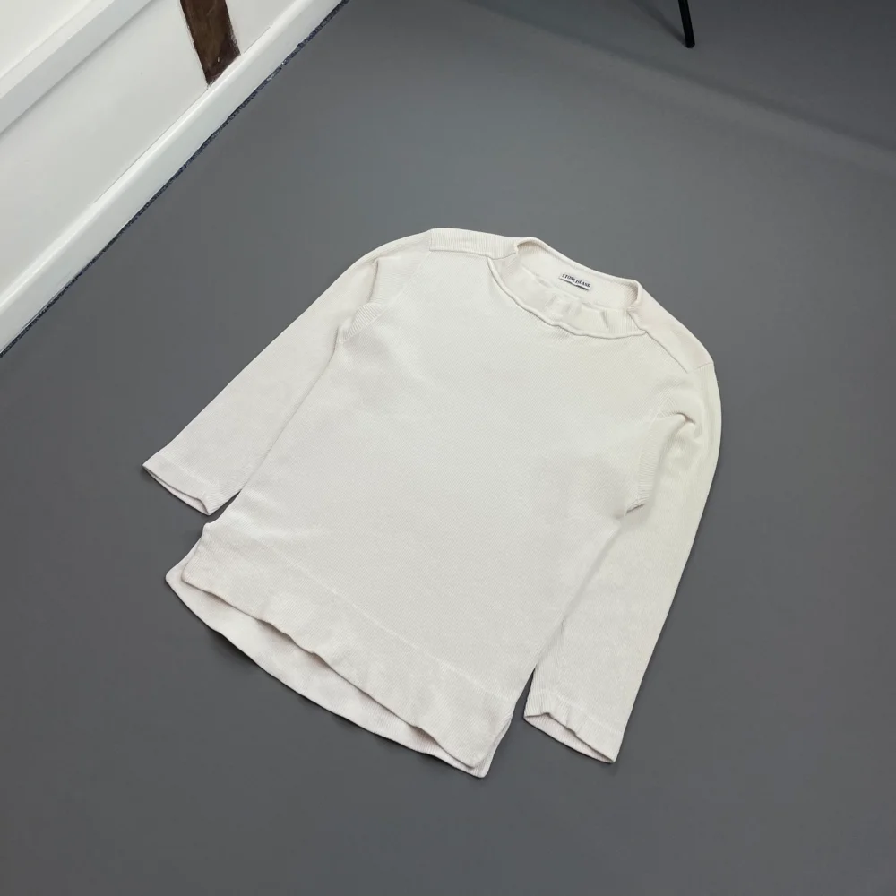 Stone Island White 80s Marina Cotton Fine-Rib Boat Neck Jumper - 3