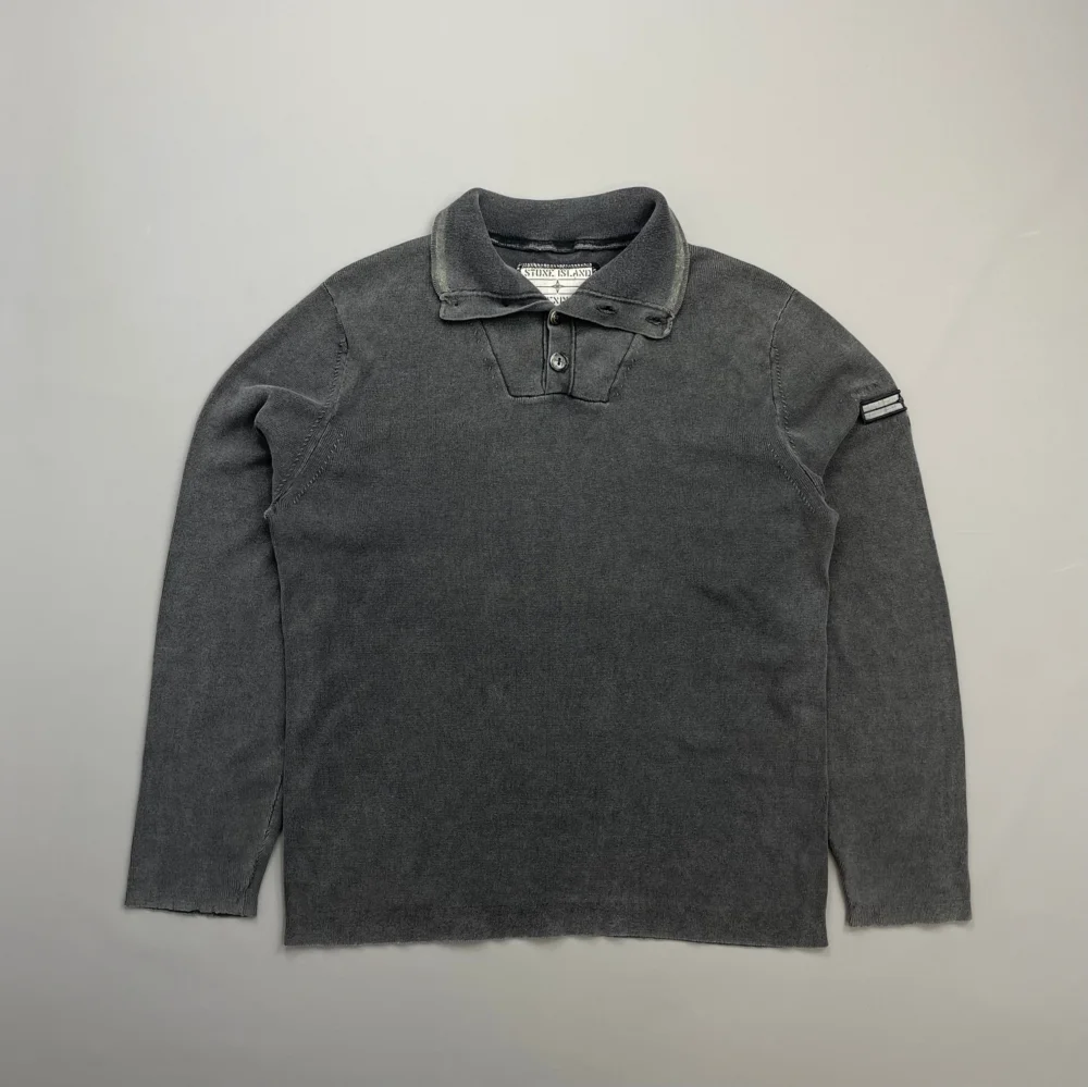 Stone Island Denims Grey AW08 Cotton Button-Up Collared Lightweight Jumper
