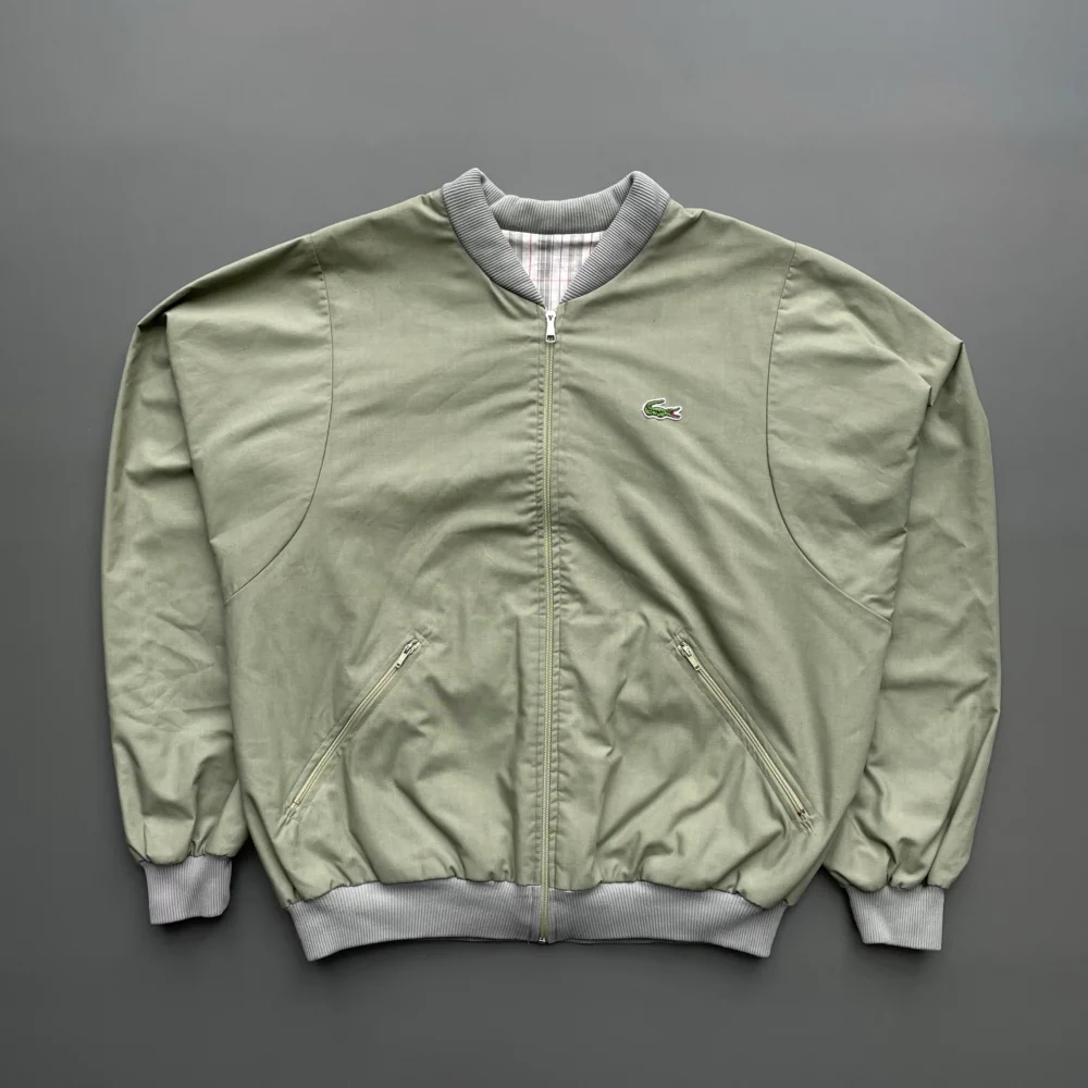 Lacoste Chemise Green & Plaid 90s Reversible Bomber Jacket