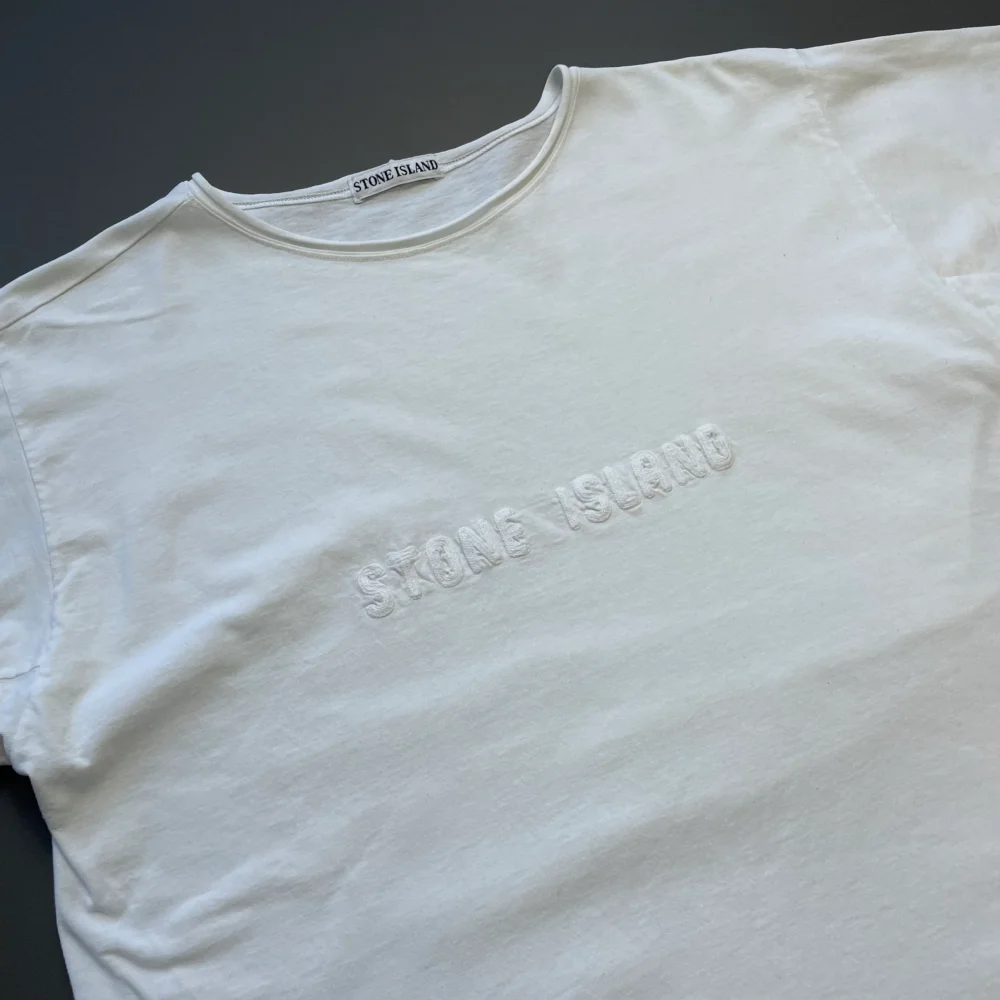 Stone Island White 90s Graphic Stitch Spellout Tee - 3