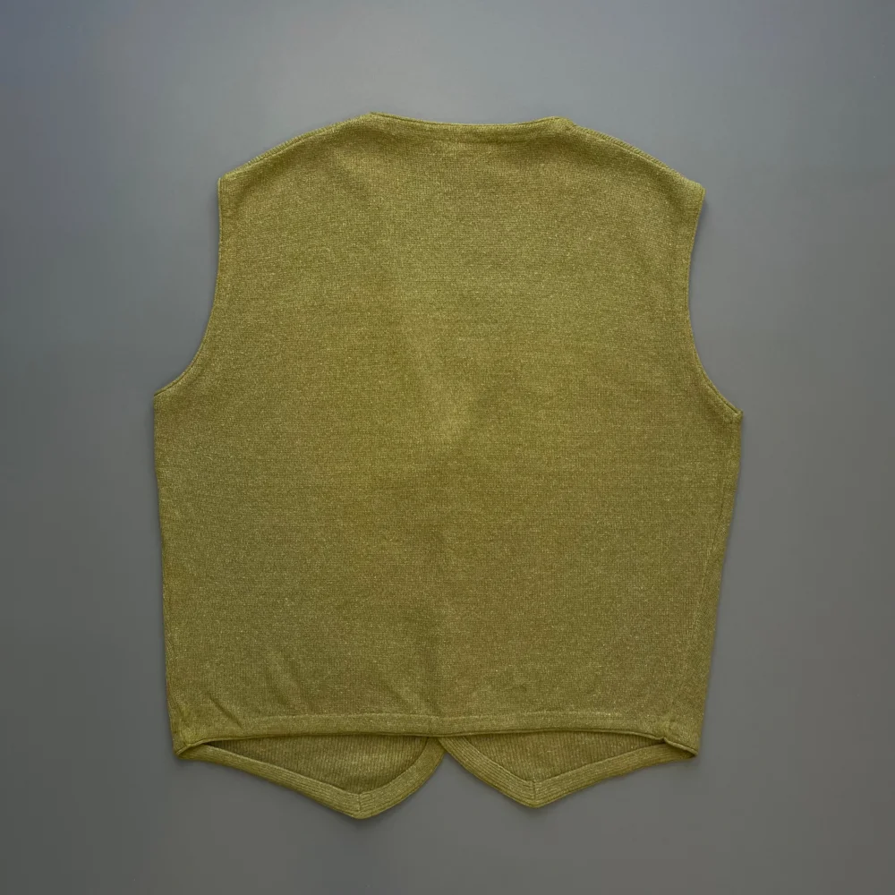 Emporio Armani Green 80s Wool Blend Knit Cardigan Vest - 3