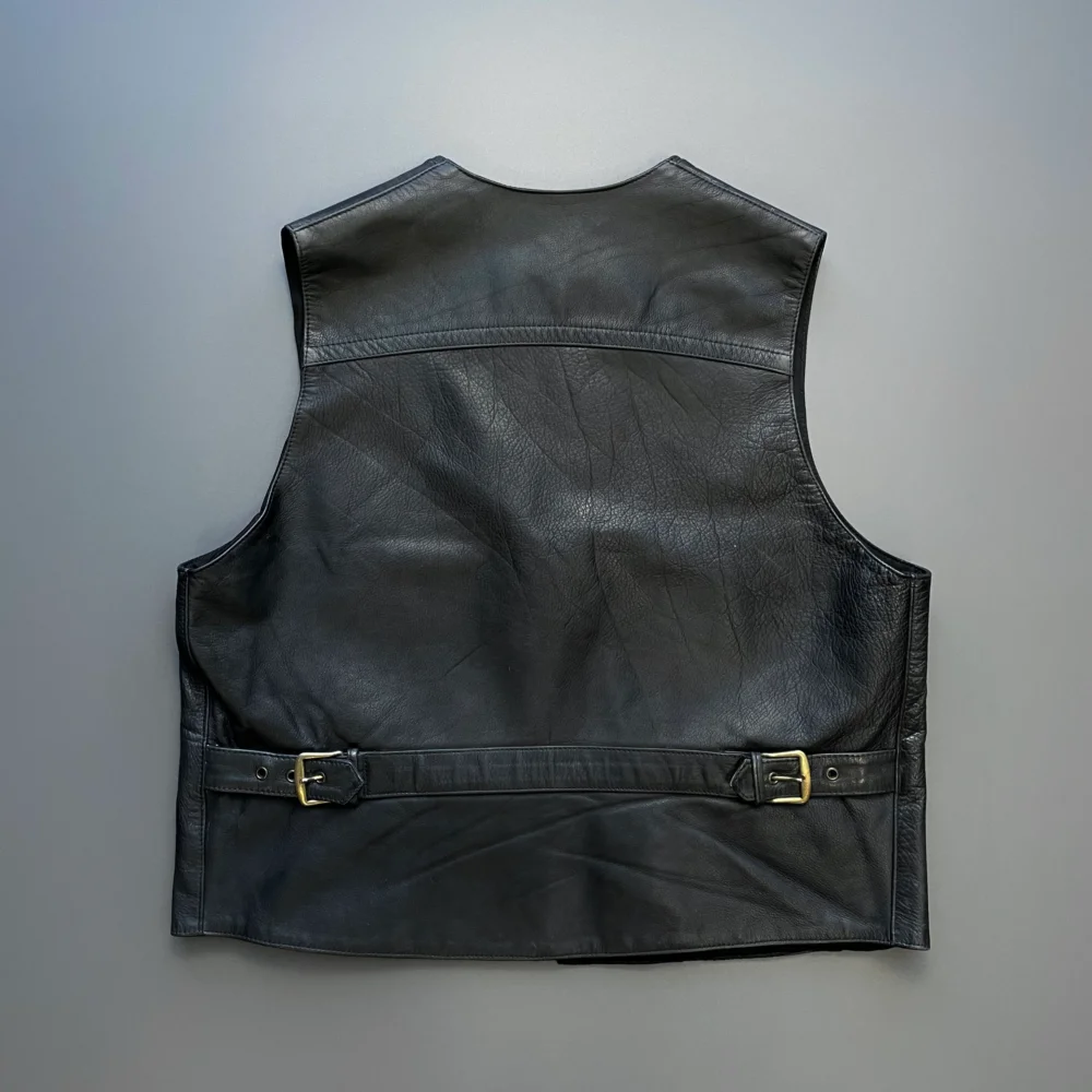 Emporio Armani Black 90s Leather Vest - 3