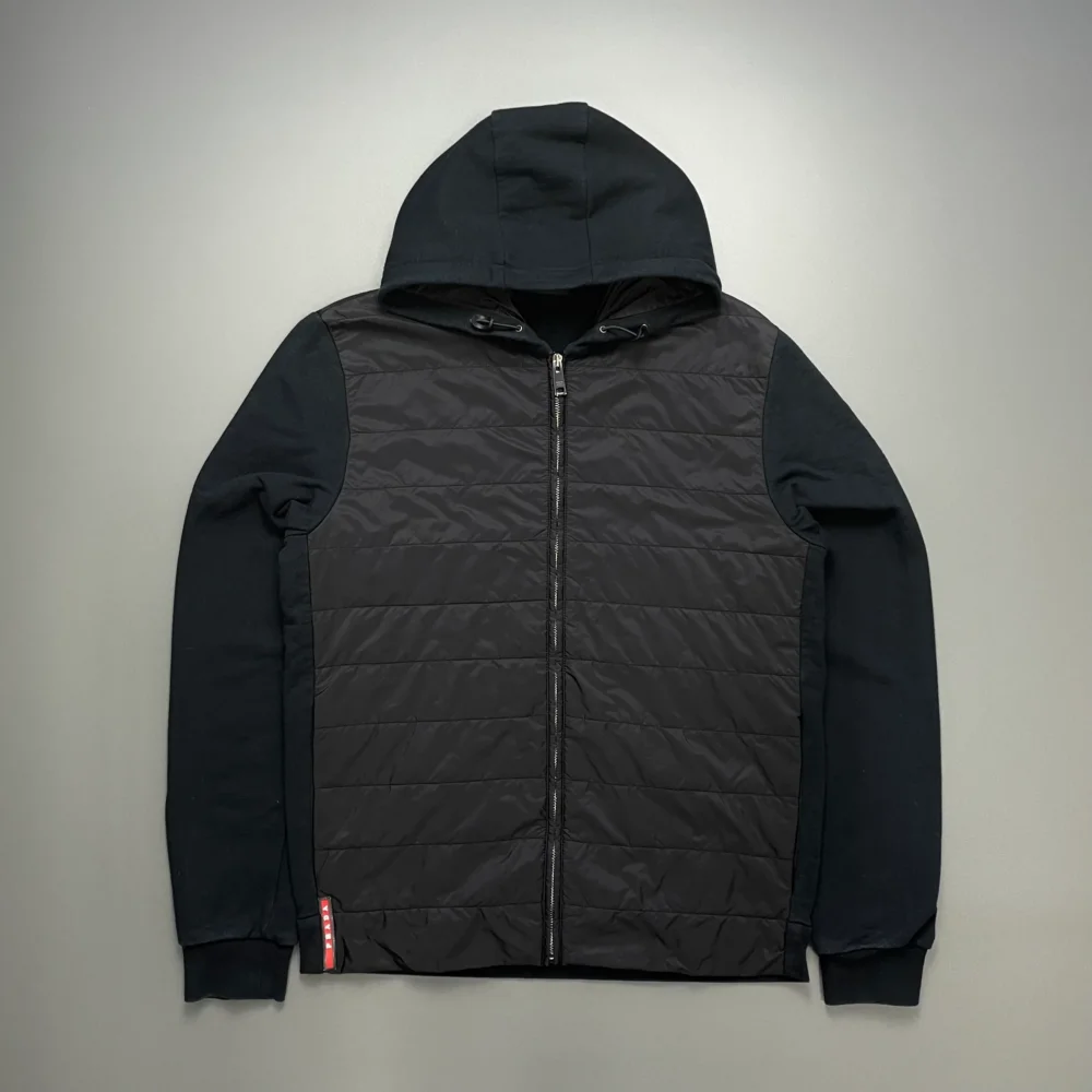Prada Sport Black 2018 Padded Hybrid Hooded Jacket