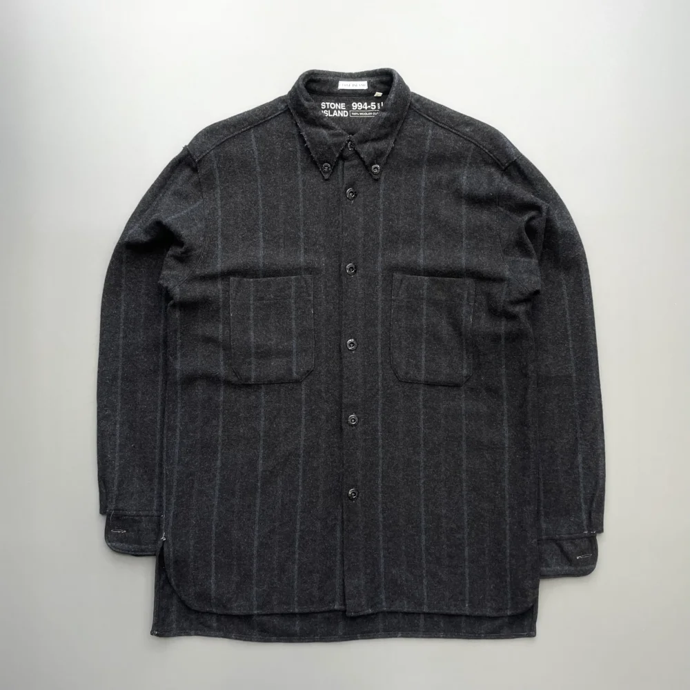 Stone Island Dark Grey AW94 Wool Contrast Stripe Shirt